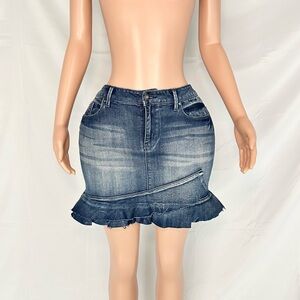 Jessica Simpson Denim Ruffle Hem Mini Skirt